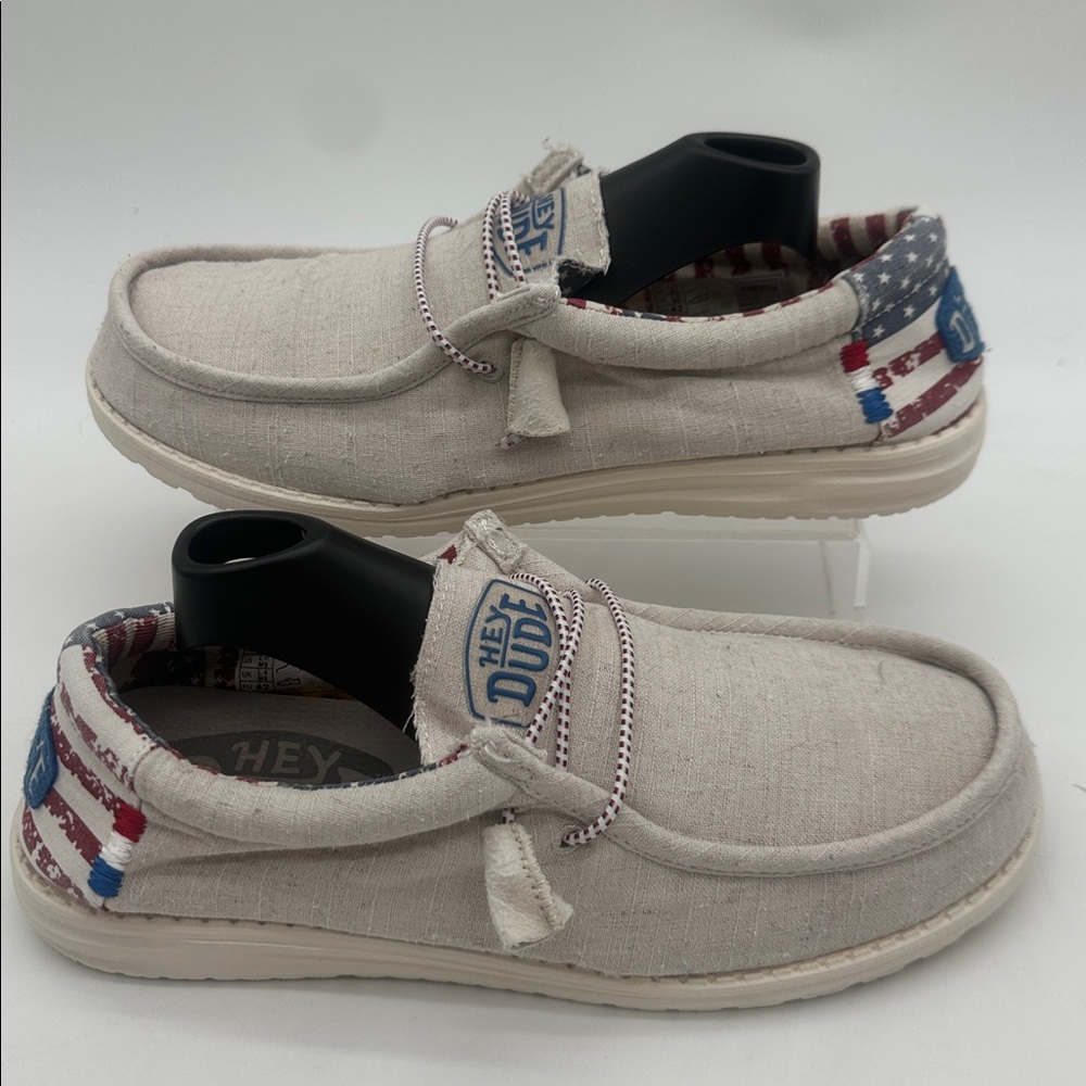 Hey Dude Wally Off White Patriotic New Flag Unisex Mens Size 9 Women’s Size 11